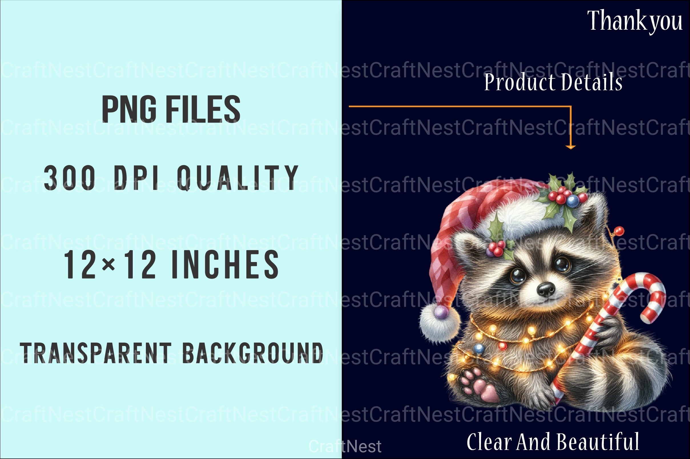 Christmas Raccoon Baby Animal Clipart Bundle - CraftNest - Digital Crafting and Art