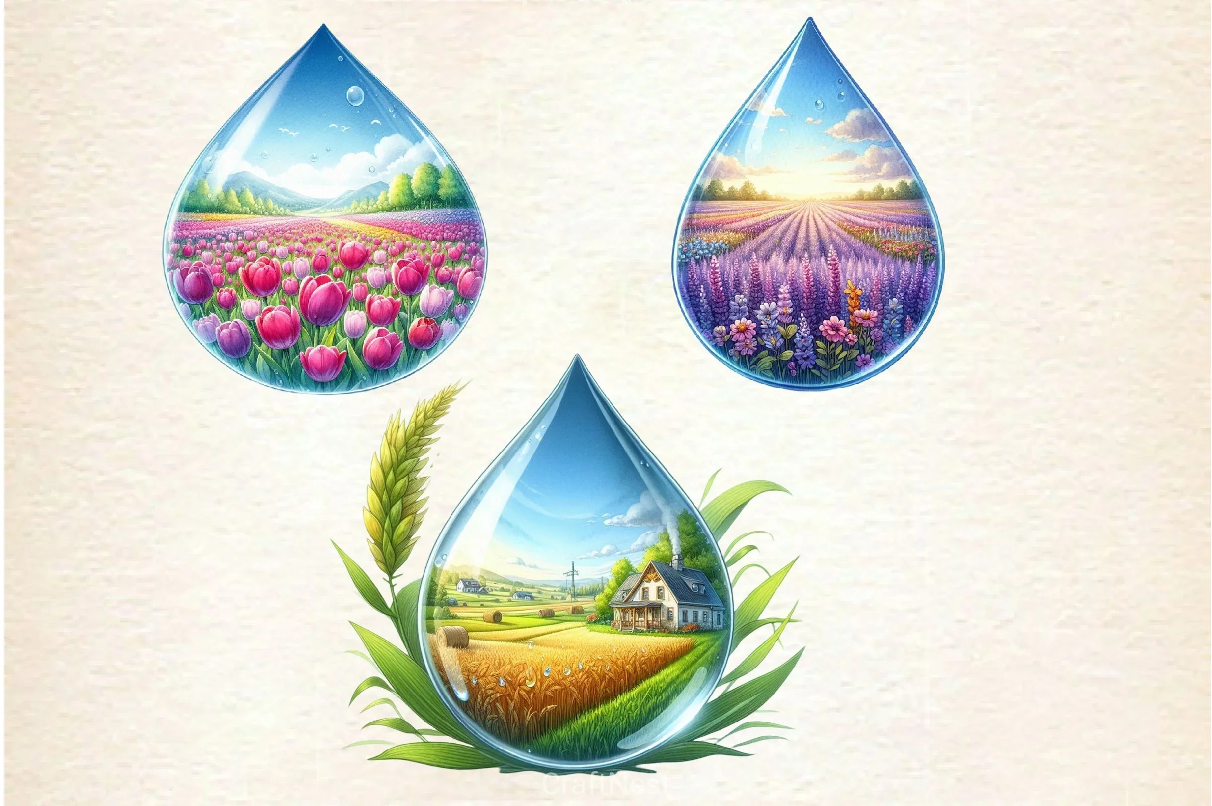 Landscape Water Droplet Clipart Bundle 3 - CraftNest - Digital Crafting and Art