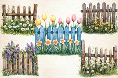 Spring Flower Fence Clipart Bundle 2 - CraftNest - Digital Crafting and Art