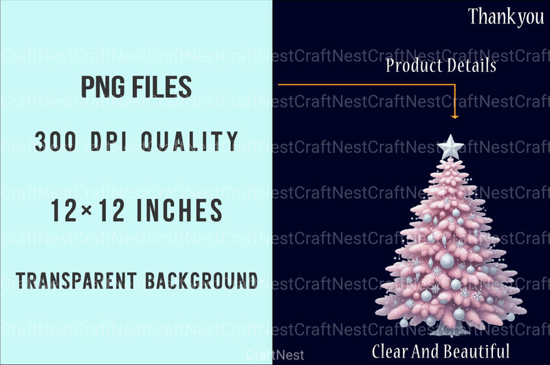 Exquisite Pink Christmas Clipart Bundle: Festive Holiday Charm - CraftNest - Digital Crafting and Art