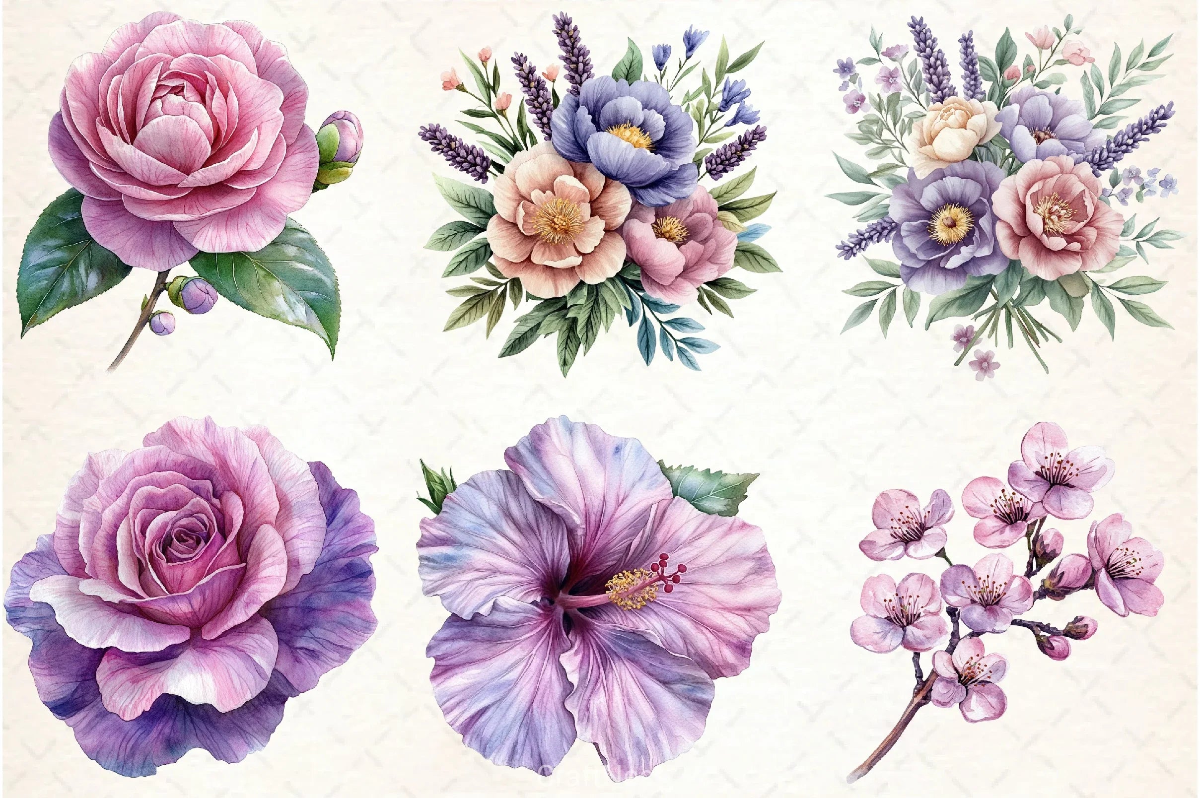 Lavender & Pink Flowers Clipart Bundle 3 - CraftNest - Digital Crafting and Art