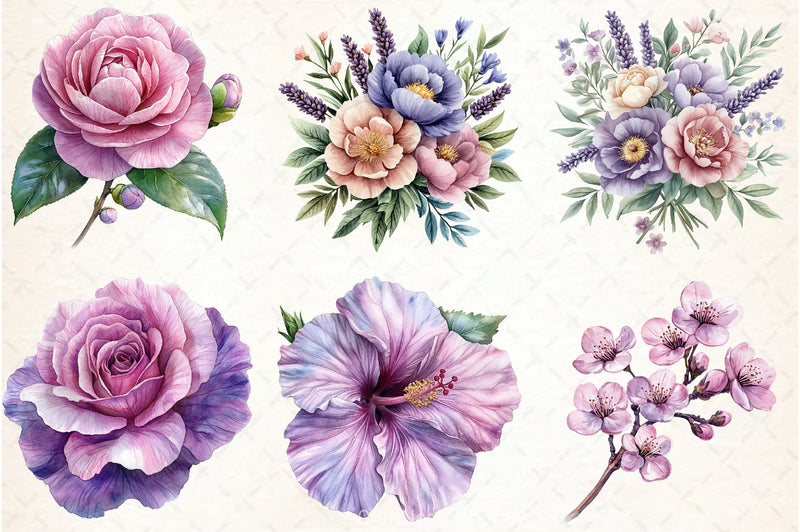Lavender & Pink Flowers Clipart Bundle 3 - CraftNest - Digital Crafting and Art