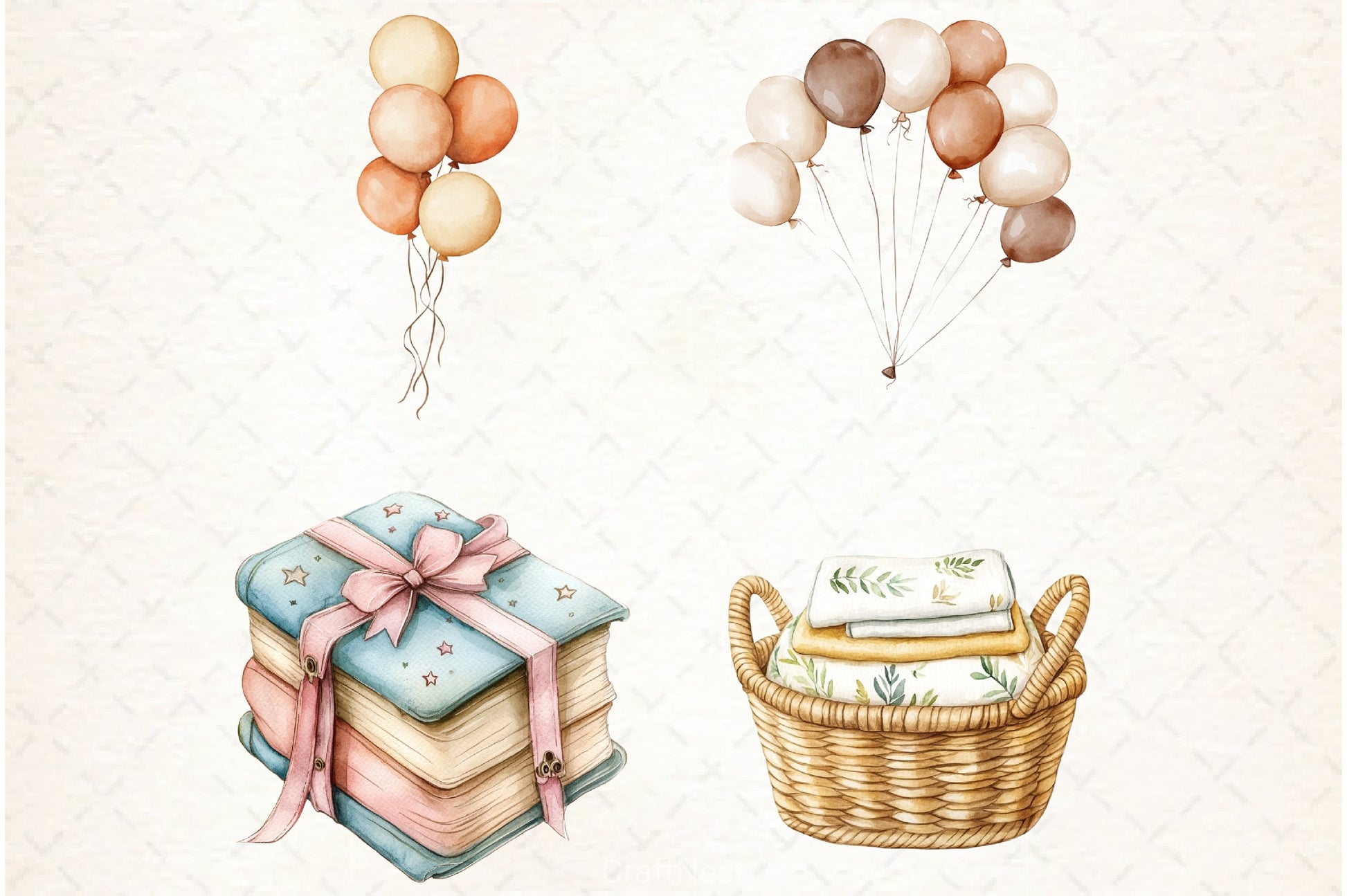 Boho Nursery Baby Shower Clipart Bundle - CraftNest - Digital Crafting and Art