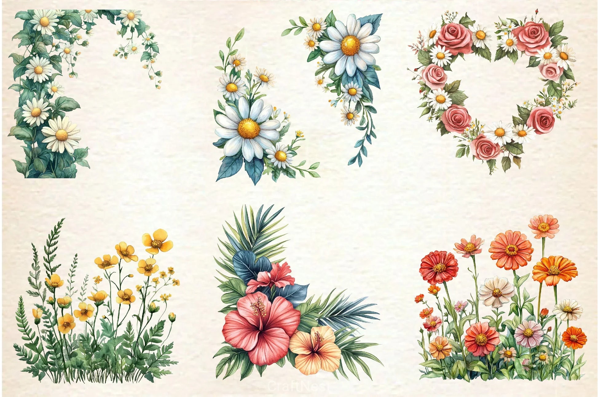 Summer Flower Border Clipart Bundle - CraftNest - Digital Crafting and Art