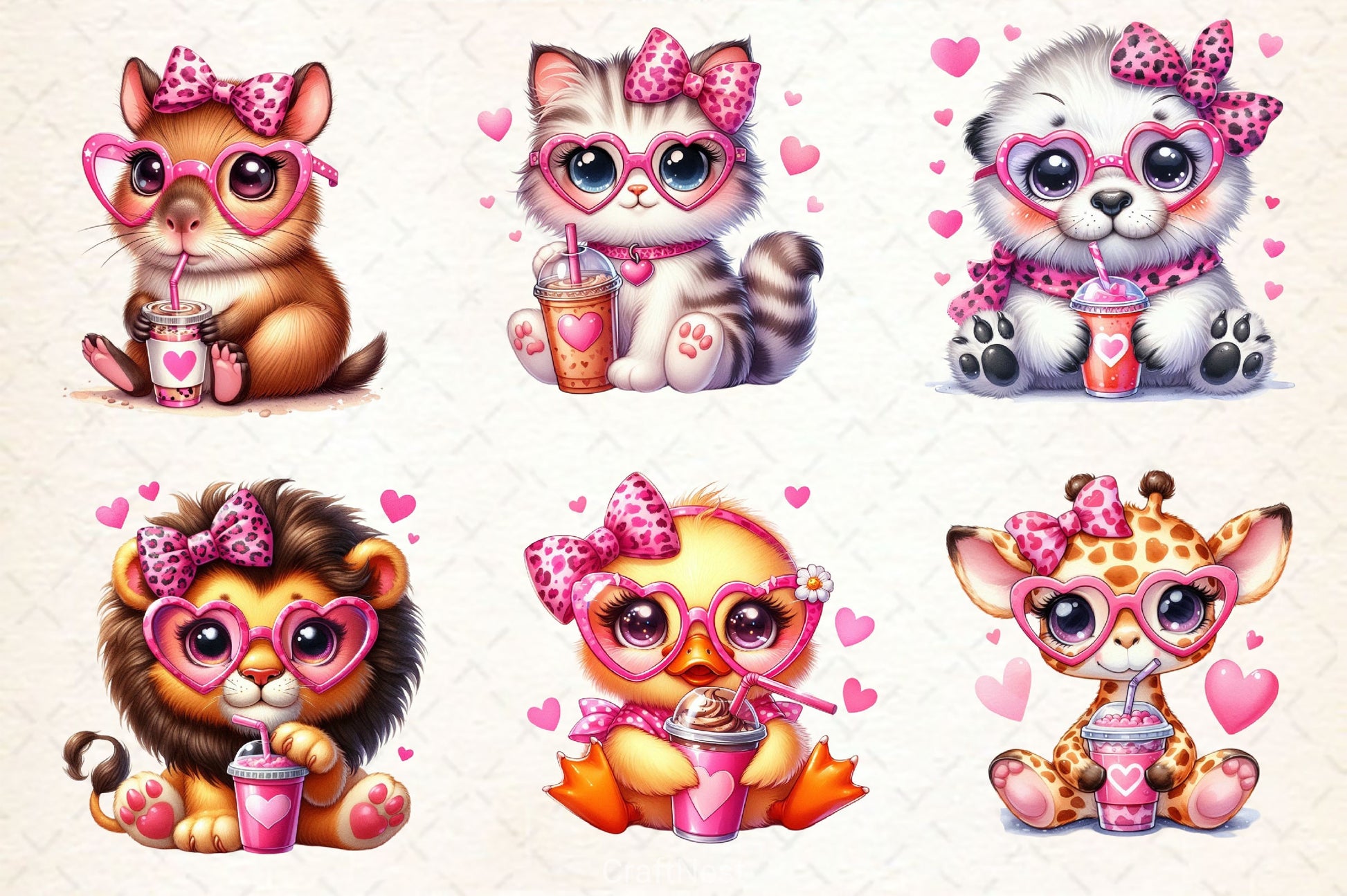 Animals Valentine Coffee Clipart Bundle 5 - CraftNest - Digital Crafting and Art