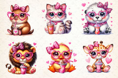 Animals Valentine Coffee Clipart Bundle 5 - CraftNest - Digital Crafting and Art