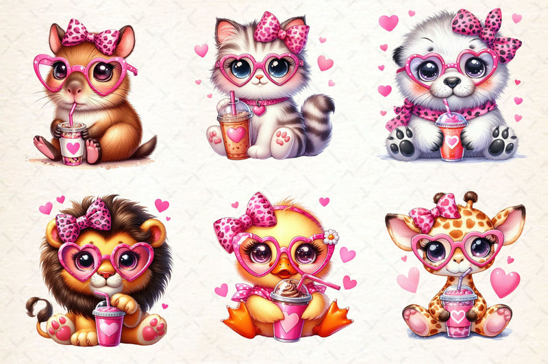 Animals Valentine Coffee Clipart Bundle 5 - CraftNest - Digital Crafting and Art