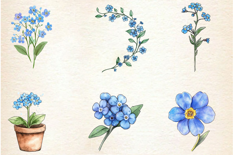 Blue Flower Clipart Bundle - CraftNest - Digital Crafting and Art