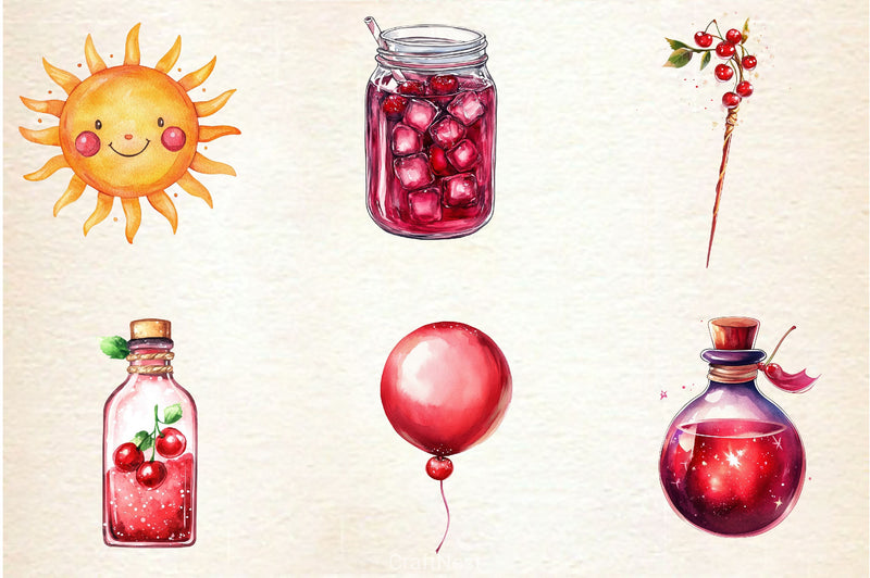 Cherry Red Magical Summer Clipart Bundle 2 - CraftNest - Digital Crafting and Art
