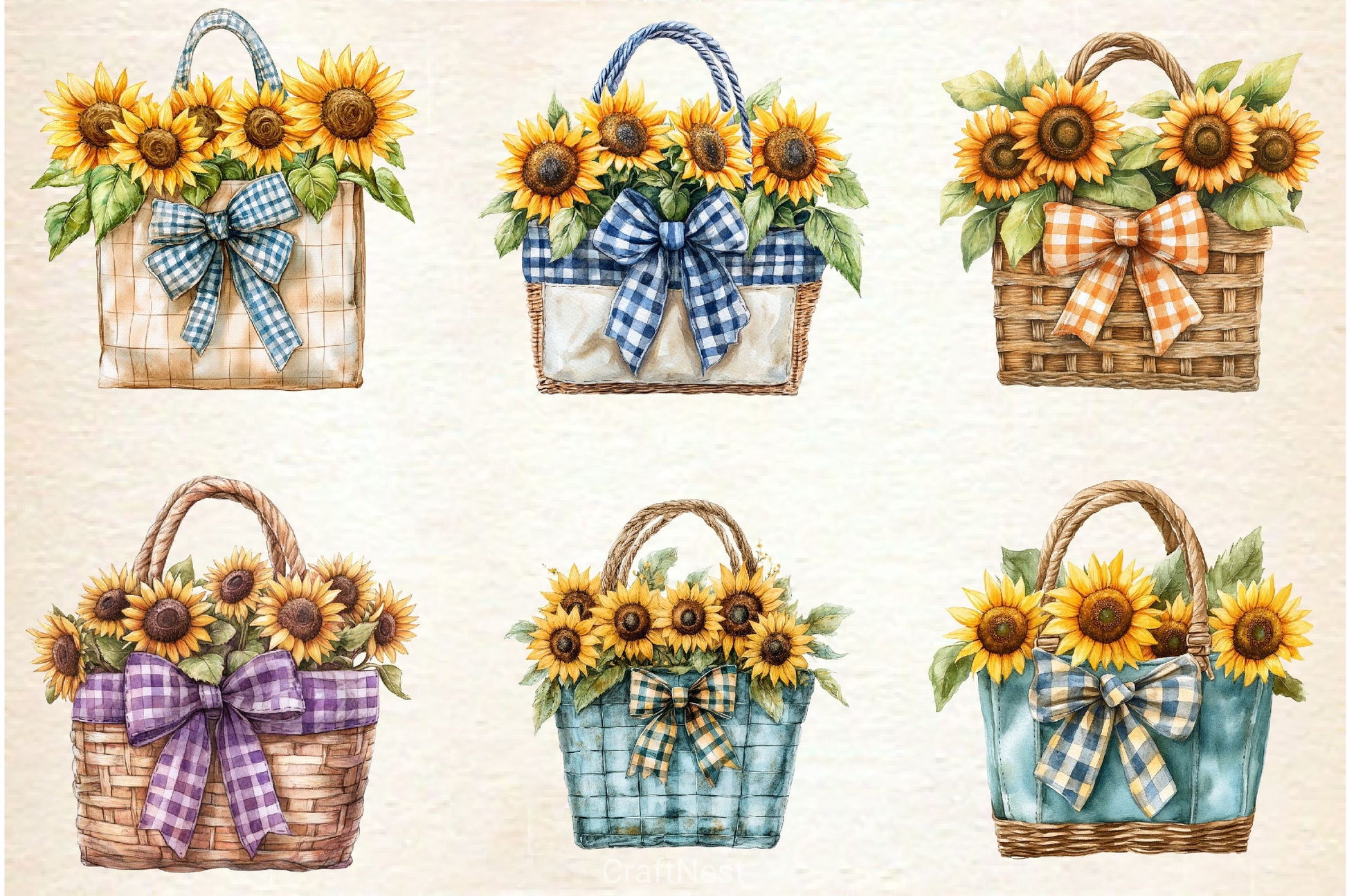 Summer Sunflower With Tote Bag Clipart Bundle - CraftNest - Digital Crafting and Art