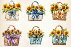 Summer Sunflower With Tote Bag Clipart Bundle - CraftNest - Digital Crafting and Art