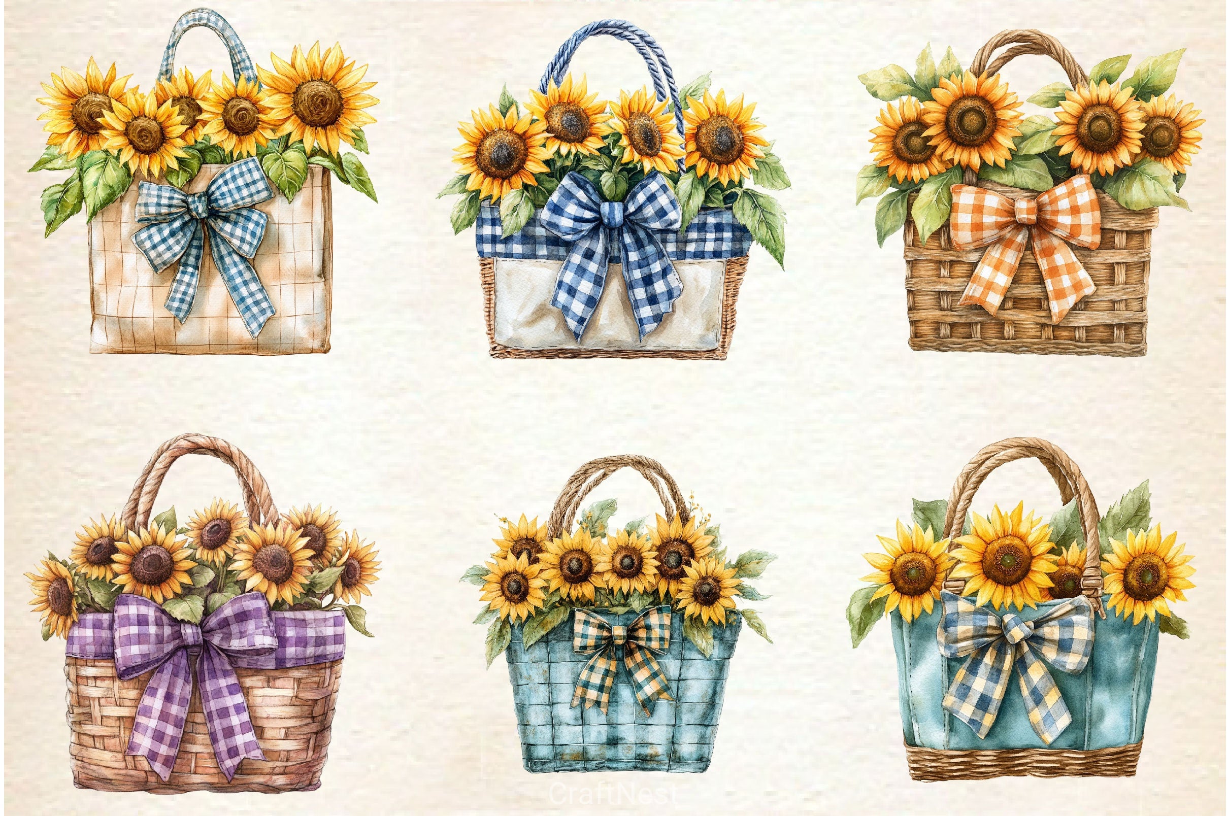 Summer Sunflower With Tote Bag Clipart Bundle - CraftNest - Digital Crafting and Art