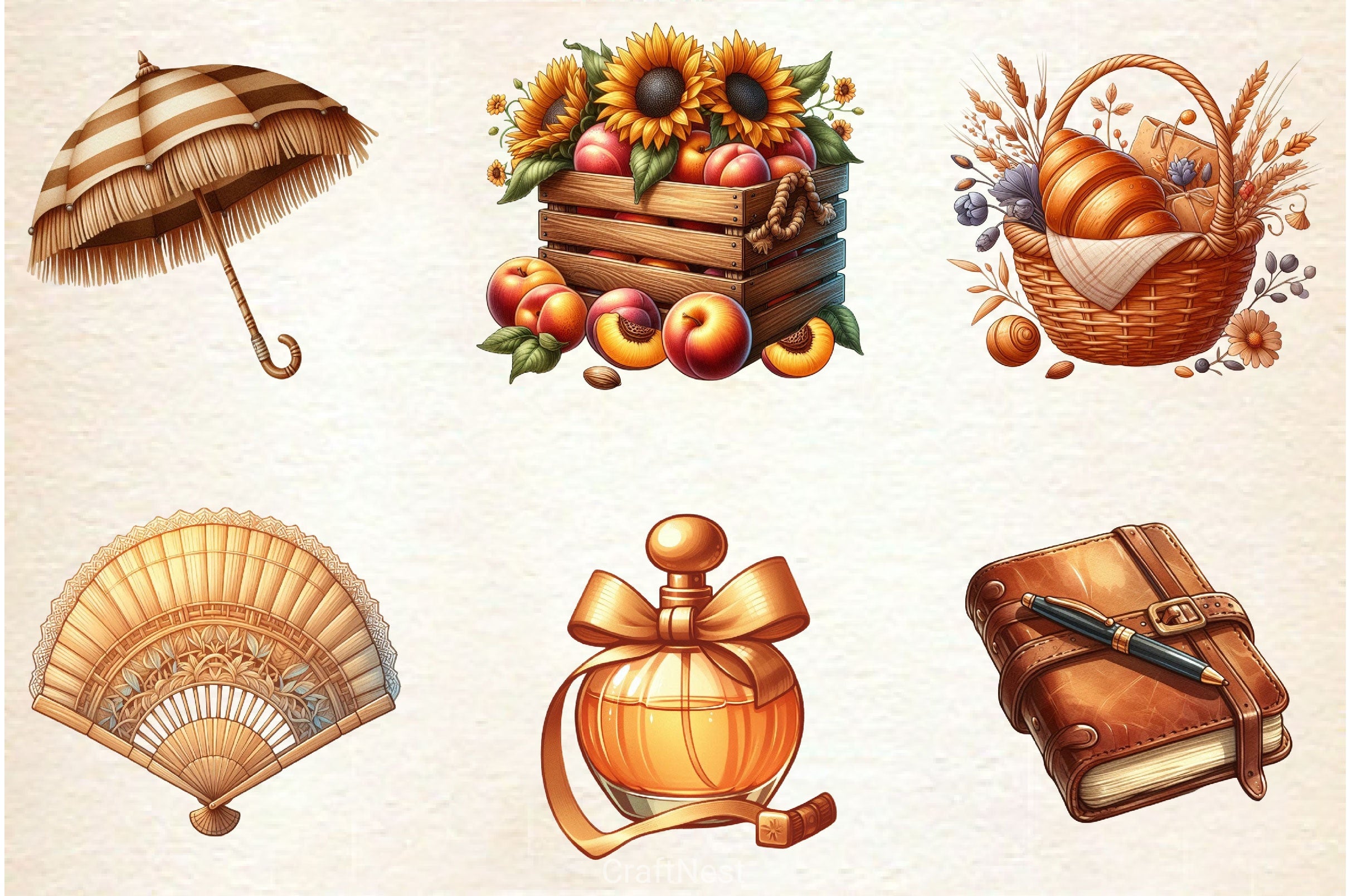 Brown Aesthetic Summer Clipart Bundle - CraftNest - Digital Crafting and Art