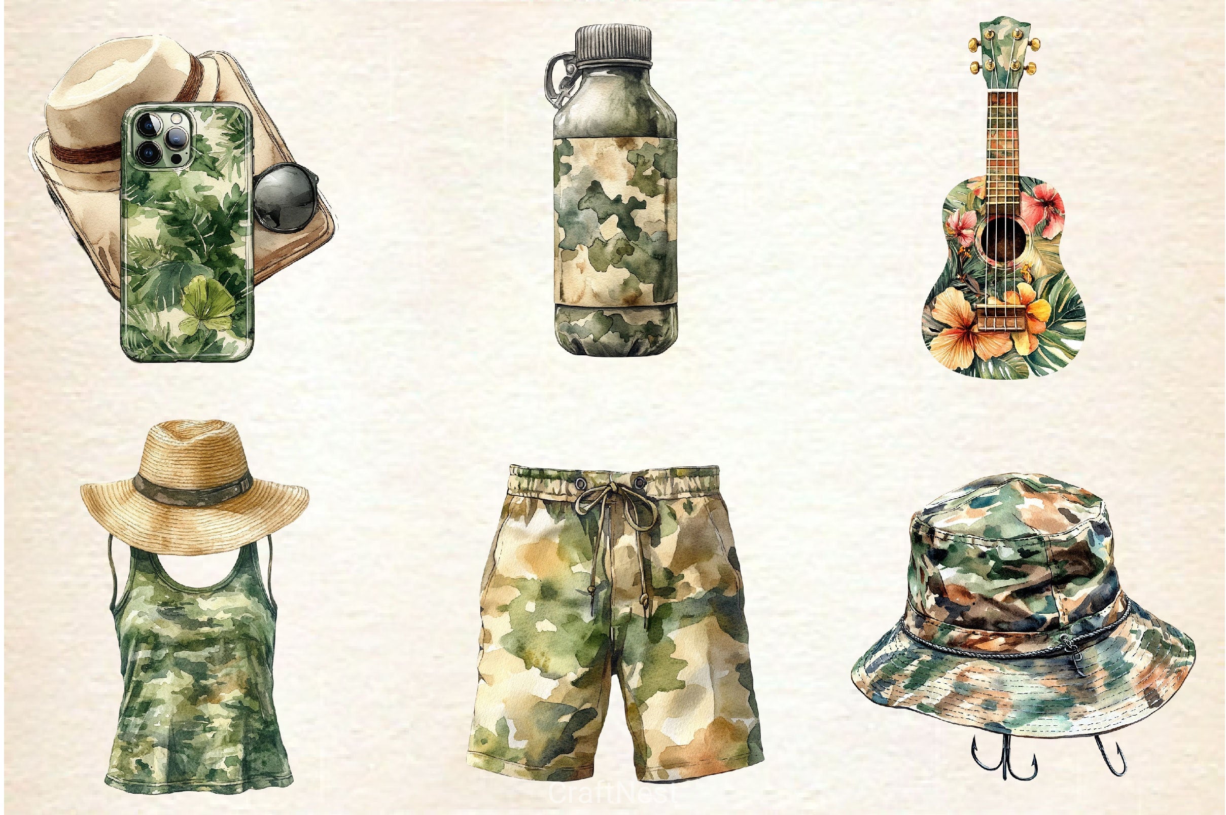 Camouflage Summer Clipart Bundle - CraftNest - Digital Crafting and Art