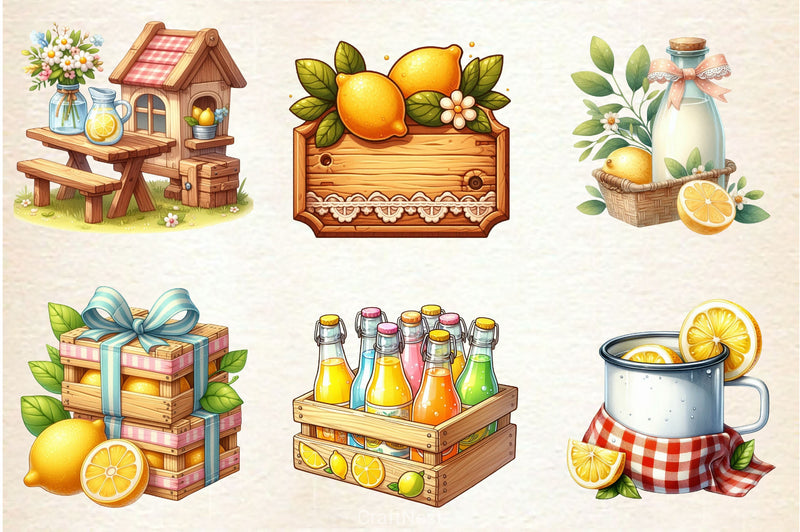 Pastel Pink Lemonade Party Decor Clipart Bundle - CraftNest - Digital Crafting and Art