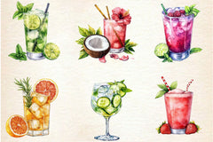 Summer Cocktail Clipart Bundle 2 - CraftNest - Digital Crafting and Art