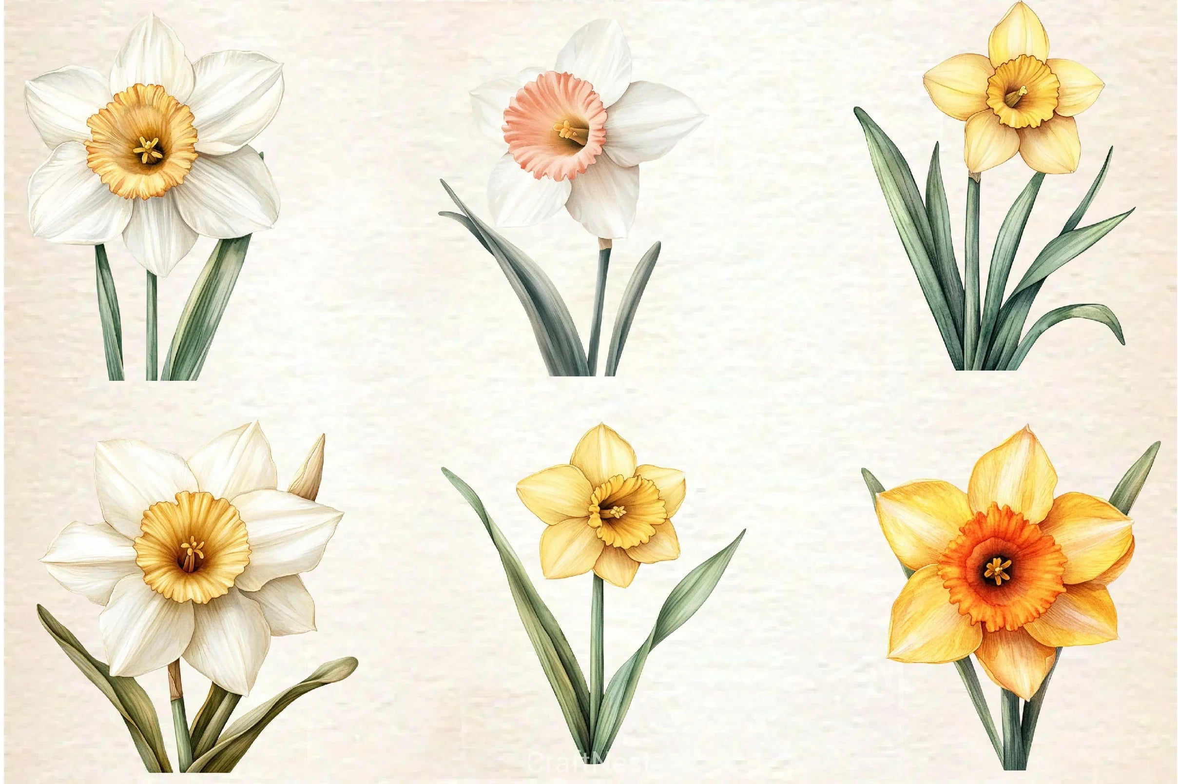 Daffodil Flower Clipart Bundle 2 - CraftNest - Digital Crafting and Art