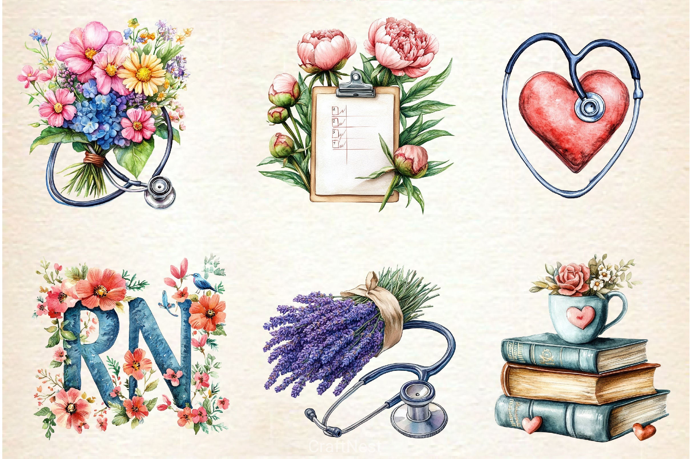 Flower Nurse Life Clipart Bundle - CraftNest - Digital Crafting and Art