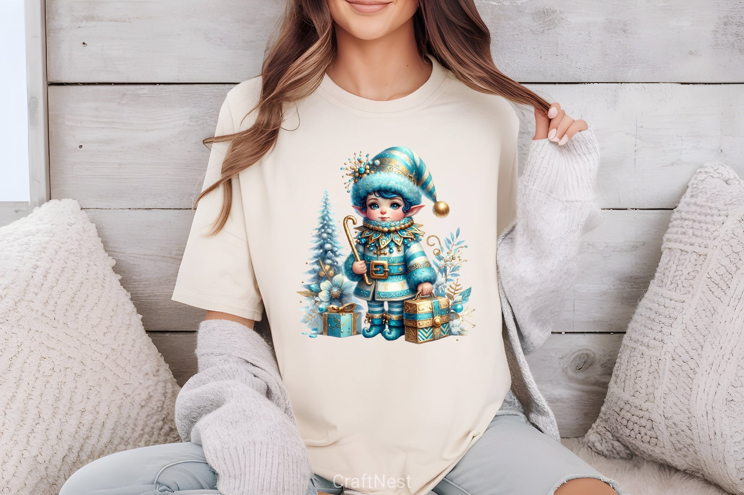 Light Blue & Gold Christmas Clipart Bundle - CraftNest - Digital Crafting and Art