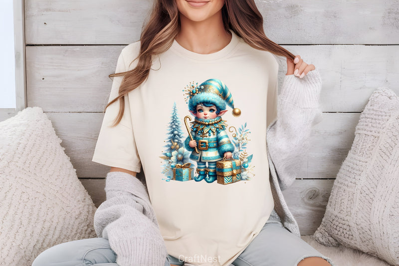 Light Blue & Gold Christmas Clipart Bundle - CraftNest - Digital Crafting and Art