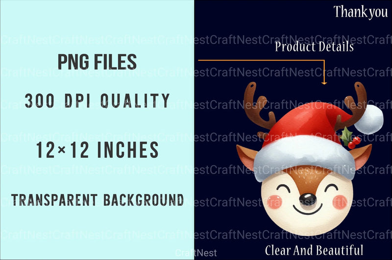 Quirky Christmas Reindeer Clipart Bundle 25 - CraftNest - Digital Crafting and Art