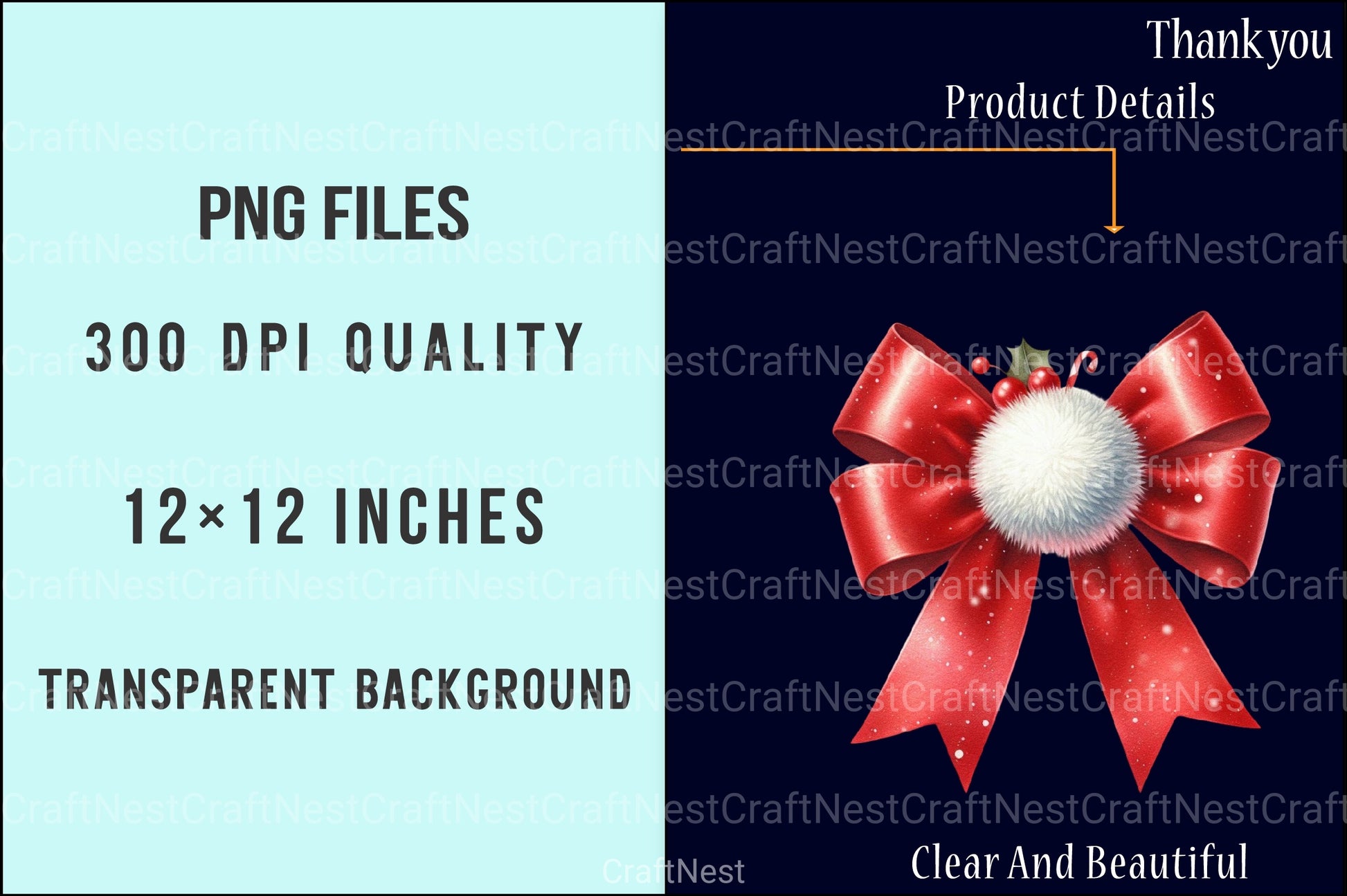 Red Coquette Christmas Bow Clipart Bundle - CraftNest - Digital Crafting and Art