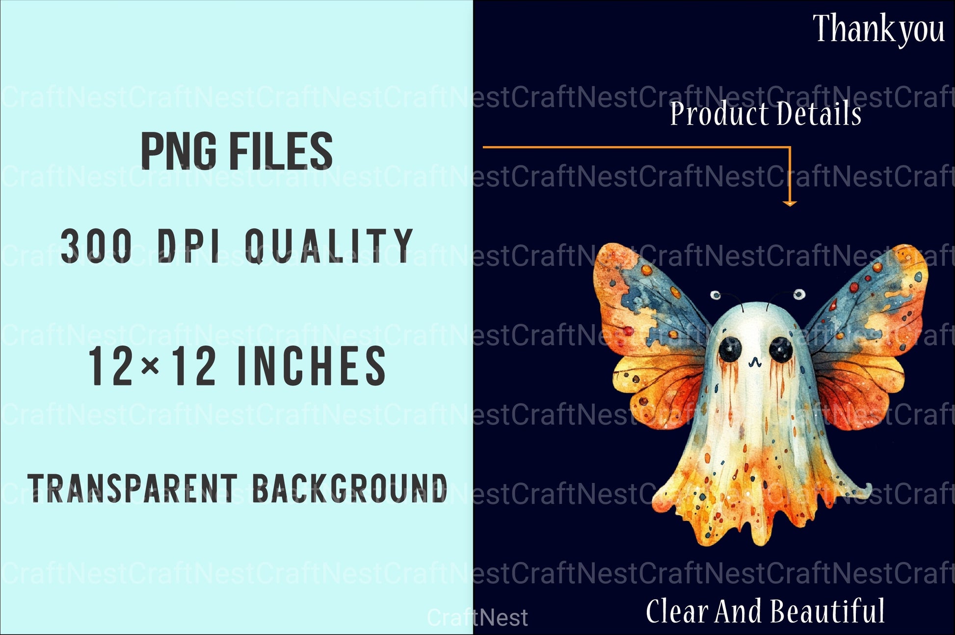 Boho Fall Halloween Ghost Clipart Bundle - CraftNest - Digital Crafting and Art