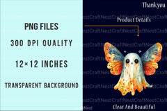 Boho Fall Halloween Ghost Clipart Bundle - CraftNest - Digital Crafting and Art