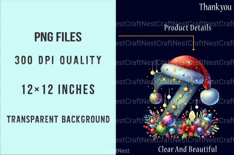 Christmas Alphabet Letters Santa Hat Clipart Bundle - CraftNest - Digital Crafting and Art