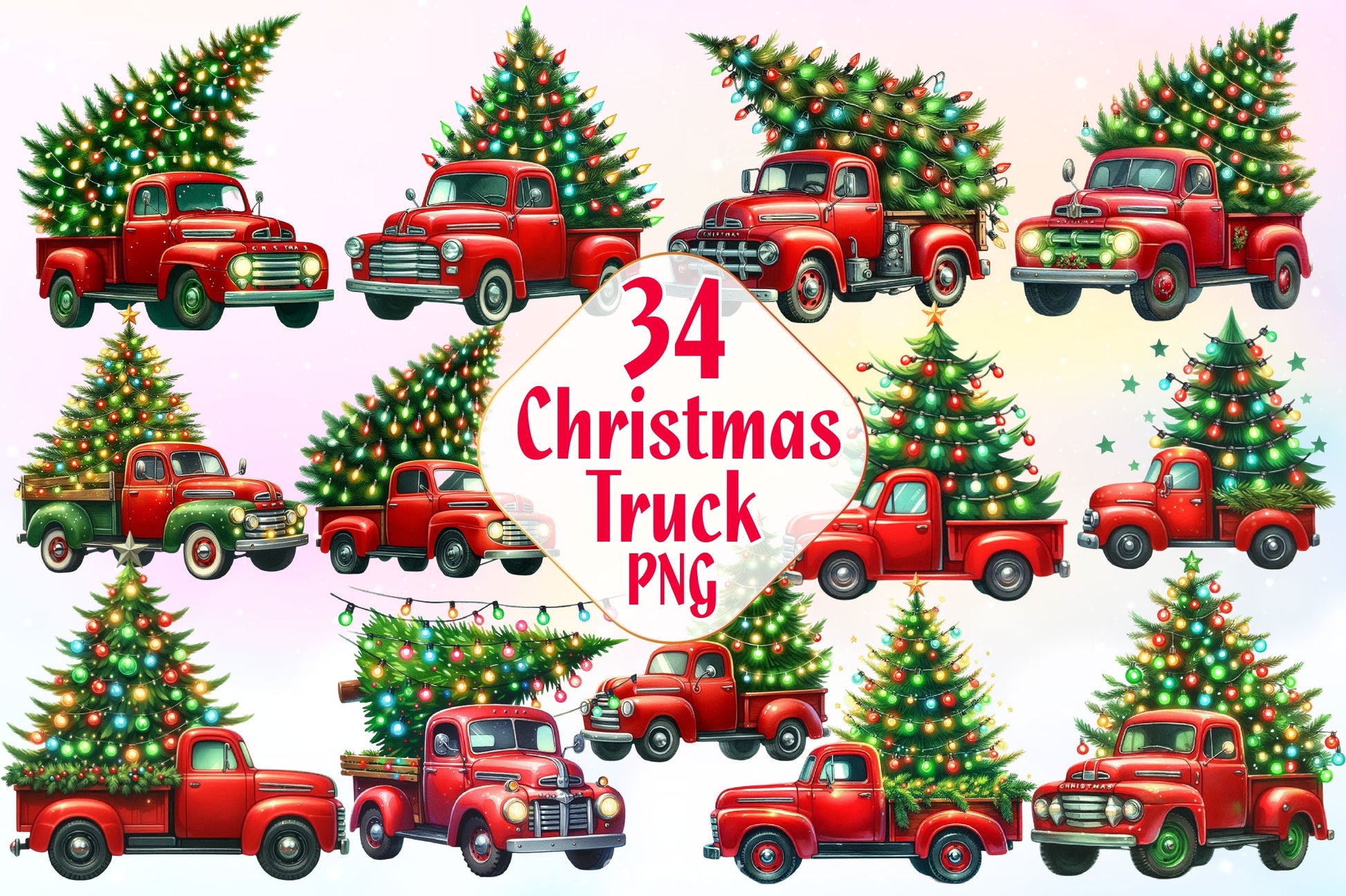 Christmas Truck Clipart Bundle 2 - CraftNest - Digital Crafting and Art
