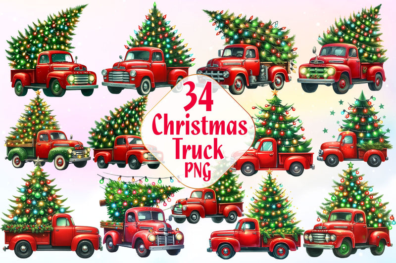 Christmas Truck Clipart Bundle 2 - CraftNest - Digital Crafting and Art