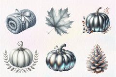 Silver Autumn Clipart Bundle - CraftNest - Digital Crafting and Art