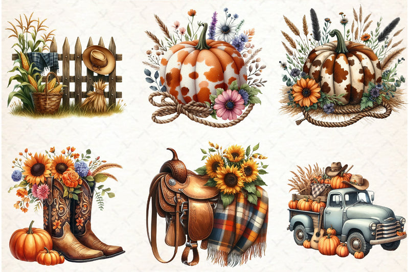 Cowboy Autumn Clipart Bundle - CraftNest - Digital Crafting and Art