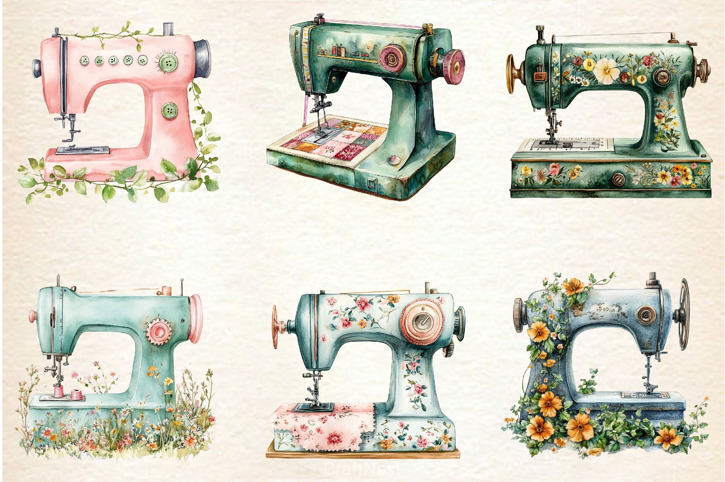 Sewing Machine Clipart Bundle 3 - CraftNest - Digital Crafting and Art