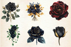Black And Gold Glam Roses Clipart Bundle - CraftNest - Digital Crafting and Art