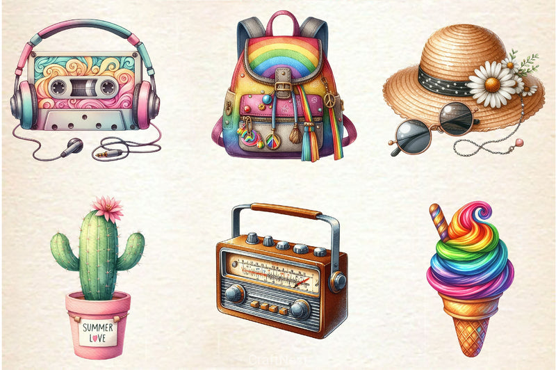 Groovy Summer Clipart Bundle 2 - CraftNest - Digital Crafting and Art