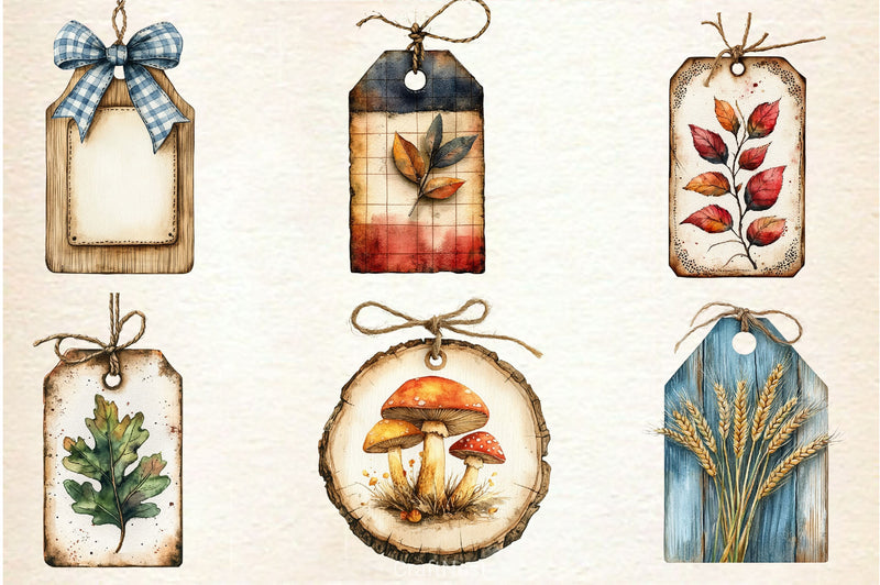 Vintage Wooden Autumn Tags Clipart Bundle 2 - CraftNest - Digital Crafting and Art