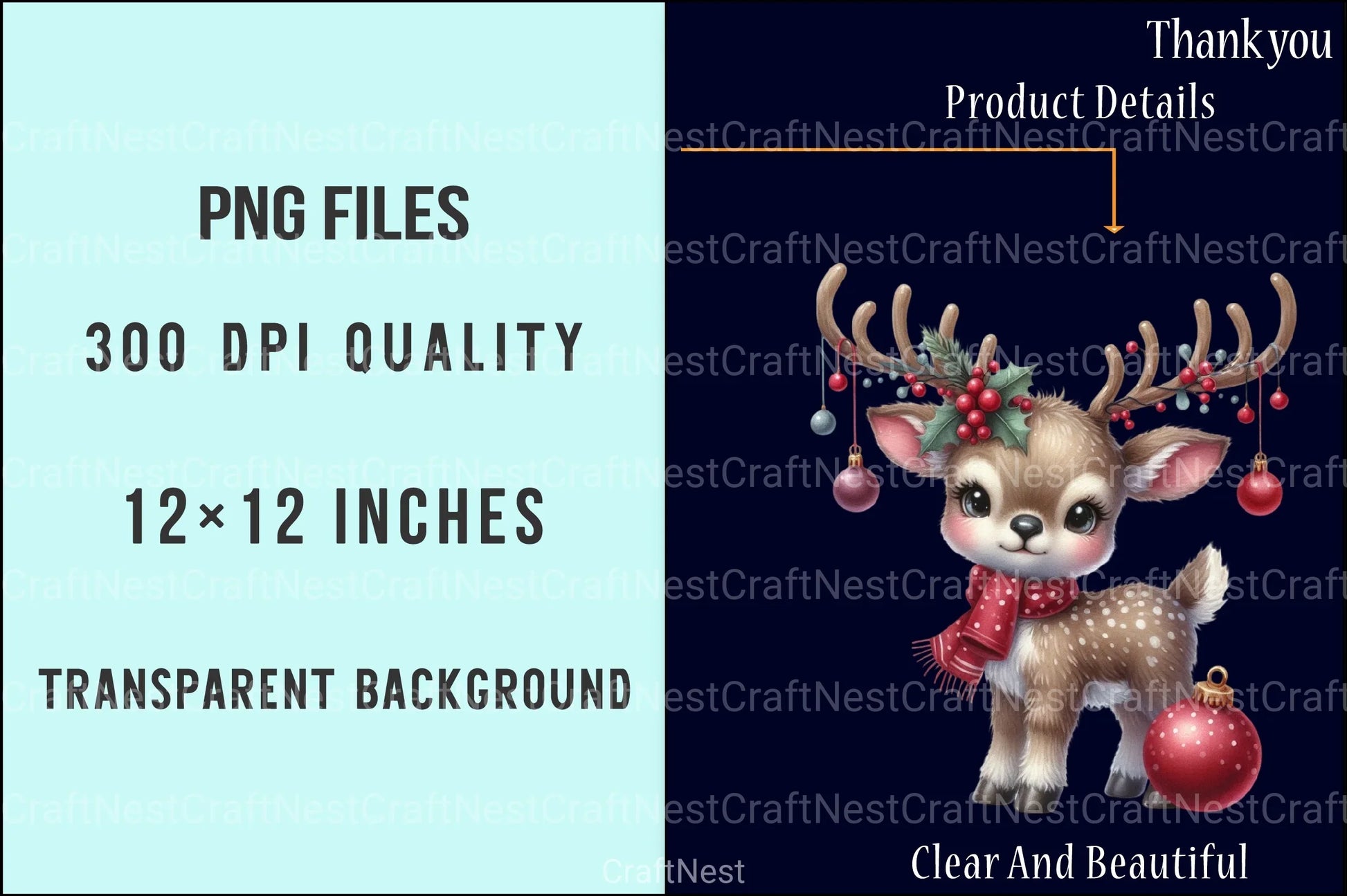 Cute Christmas Reindeer Clipart Bundle 2 - CraftNest - Digital Crafting and Art