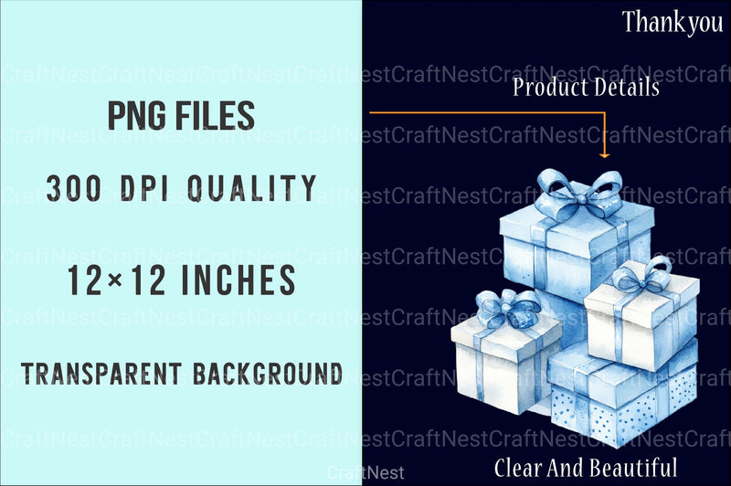 Powder Blue Winter Aesthetic Snowy Clipart Collection for Crafts & Design - CraftNest - Digital Crafting and Art