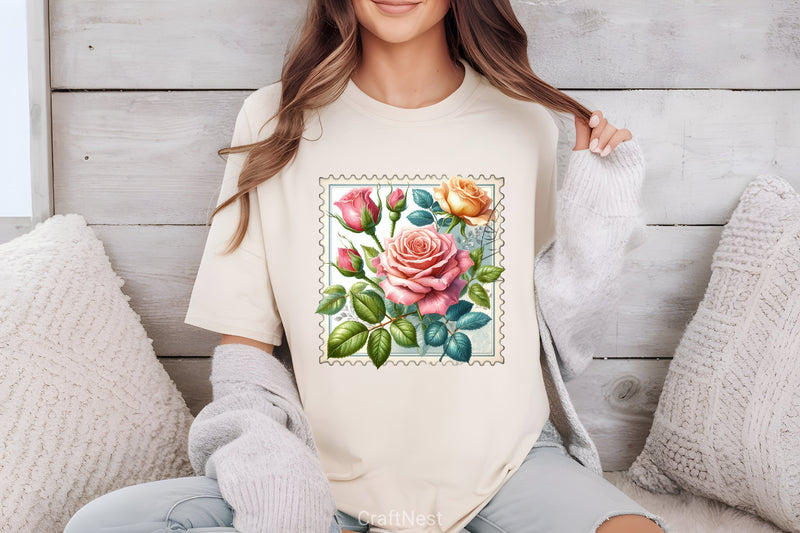 Vintage Faux Roses Stamps Clipart Bundle - CraftNest - Digital Crafting and Art