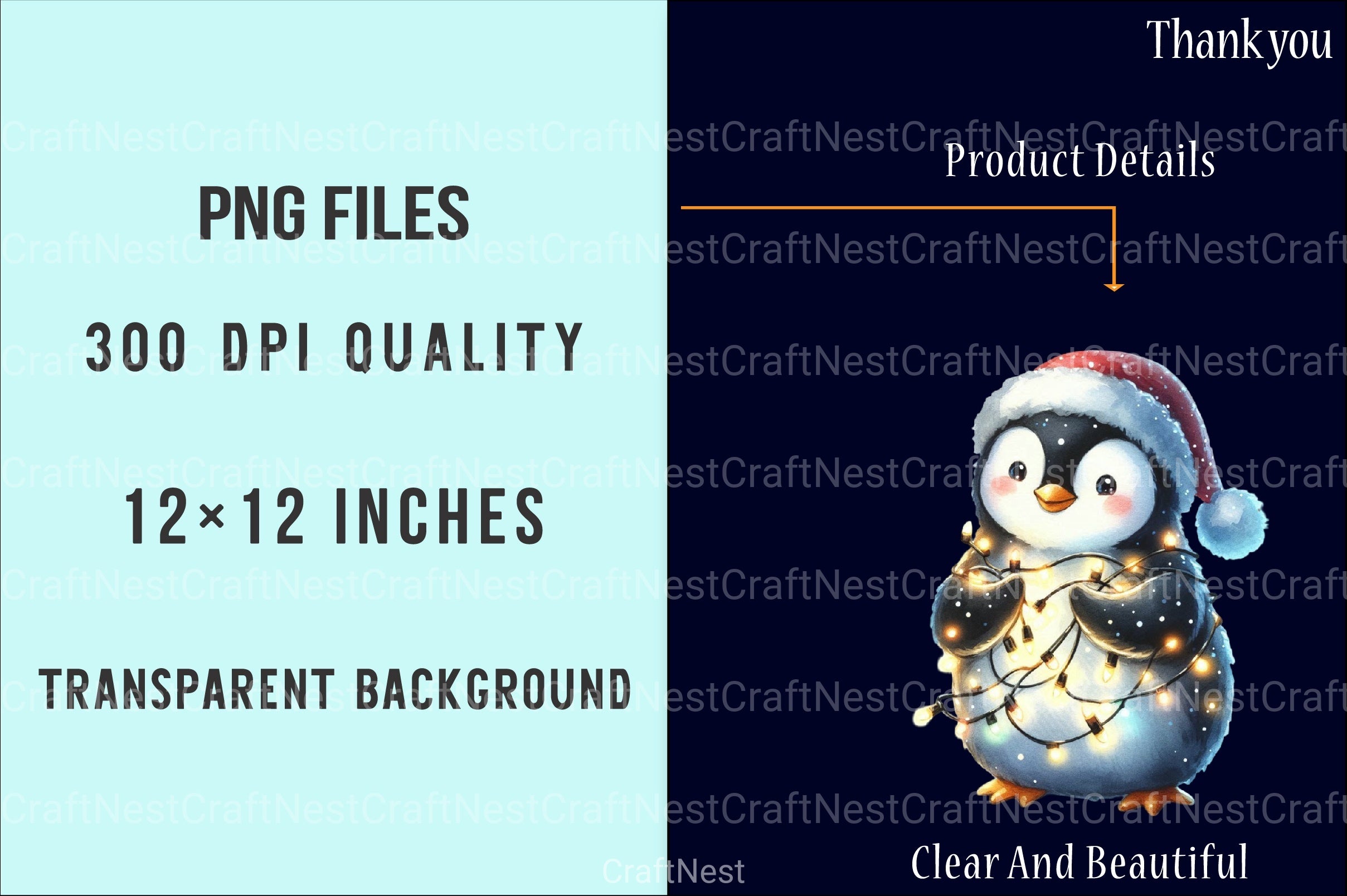 Winter Penguin Christmas Clipart Bundle - CraftNest - Digital Crafting and Art