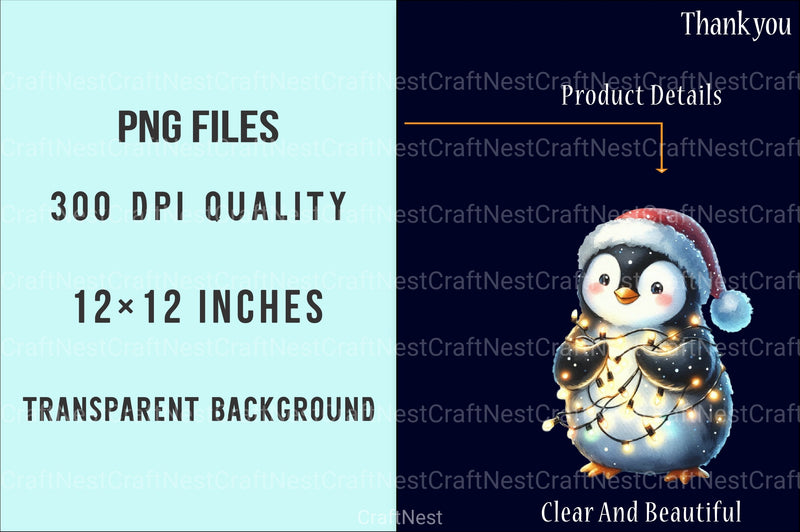 Winter Penguin Christmas Clipart Bundle - CraftNest - Digital Crafting and Art