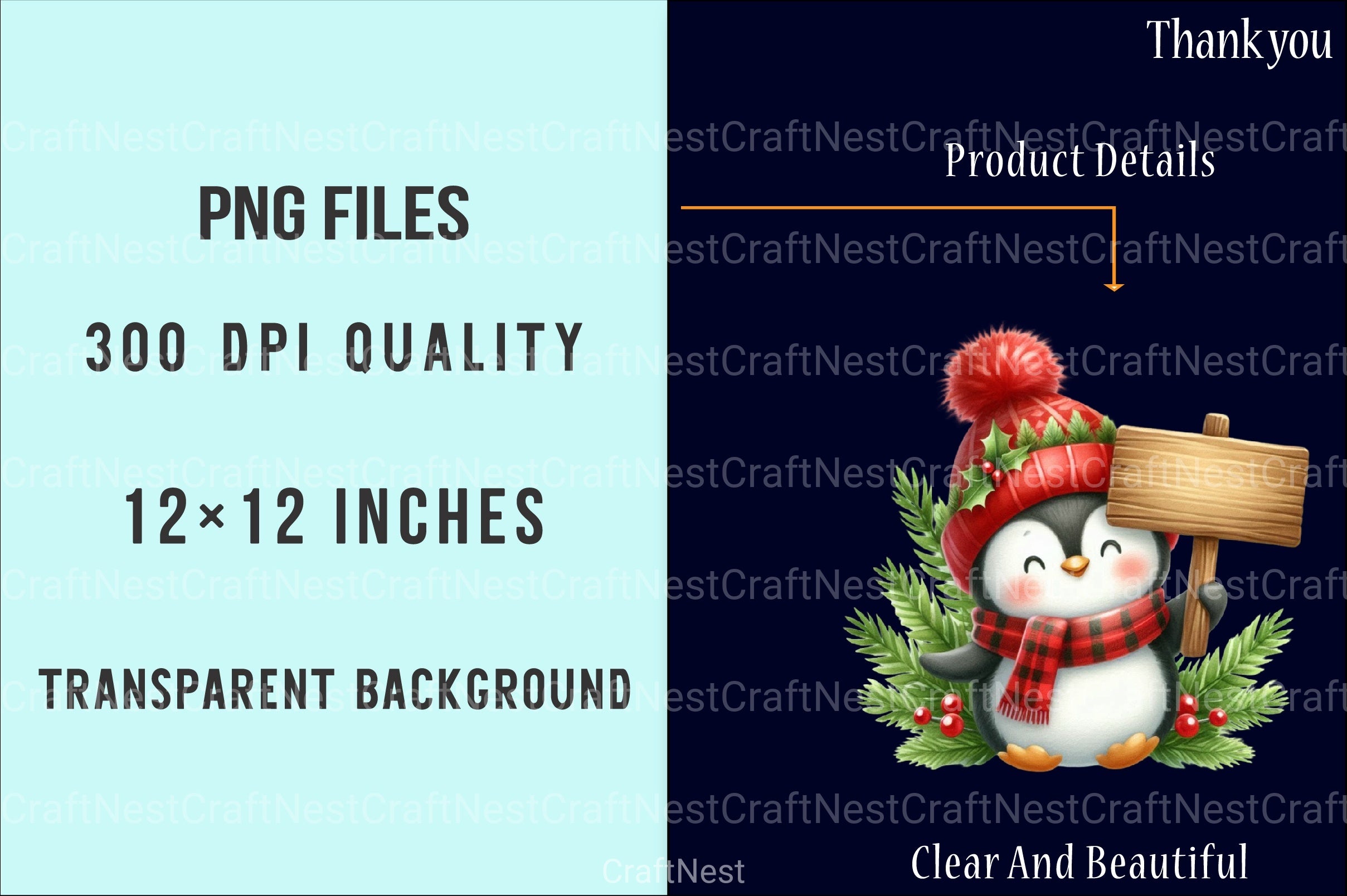 Christmas Penguin Watercolor Clipart Bundle - CraftNest - Digital Crafting and Art