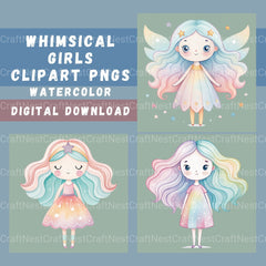 Whimsical Girls Clipart Bundle - CraftNest - Digital Crafting and Art