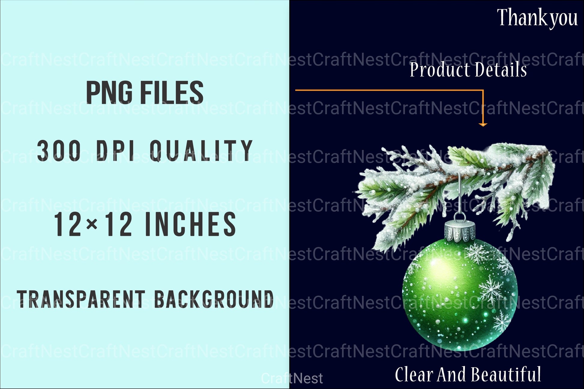 Green Christmas Tree Ball Clipart Bundle - CraftNest - Digital Crafting and Art