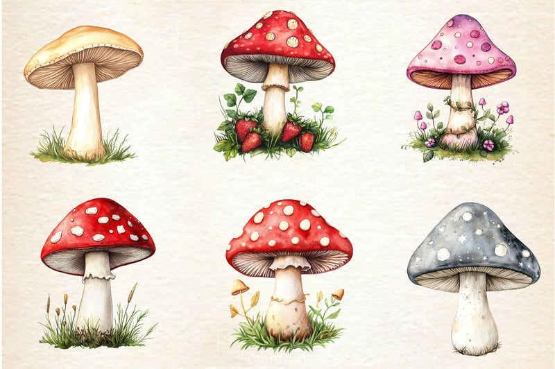 Embroidered Mushrooms Clipart Bundle - CraftNest - Digital Crafting and Art