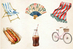 1950s Style Beach Day Clipart Bundle - CraftNest - Digital Crafting and Art