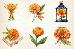 Fall Marigold Clipart Bundle 2 - CraftNest - Digital Crafting and Art