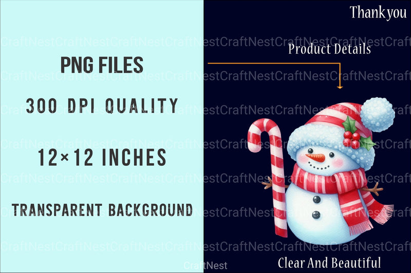 Christmas Blue Snowman Clipart Bundle - CraftNest - Digital Crafting and Art