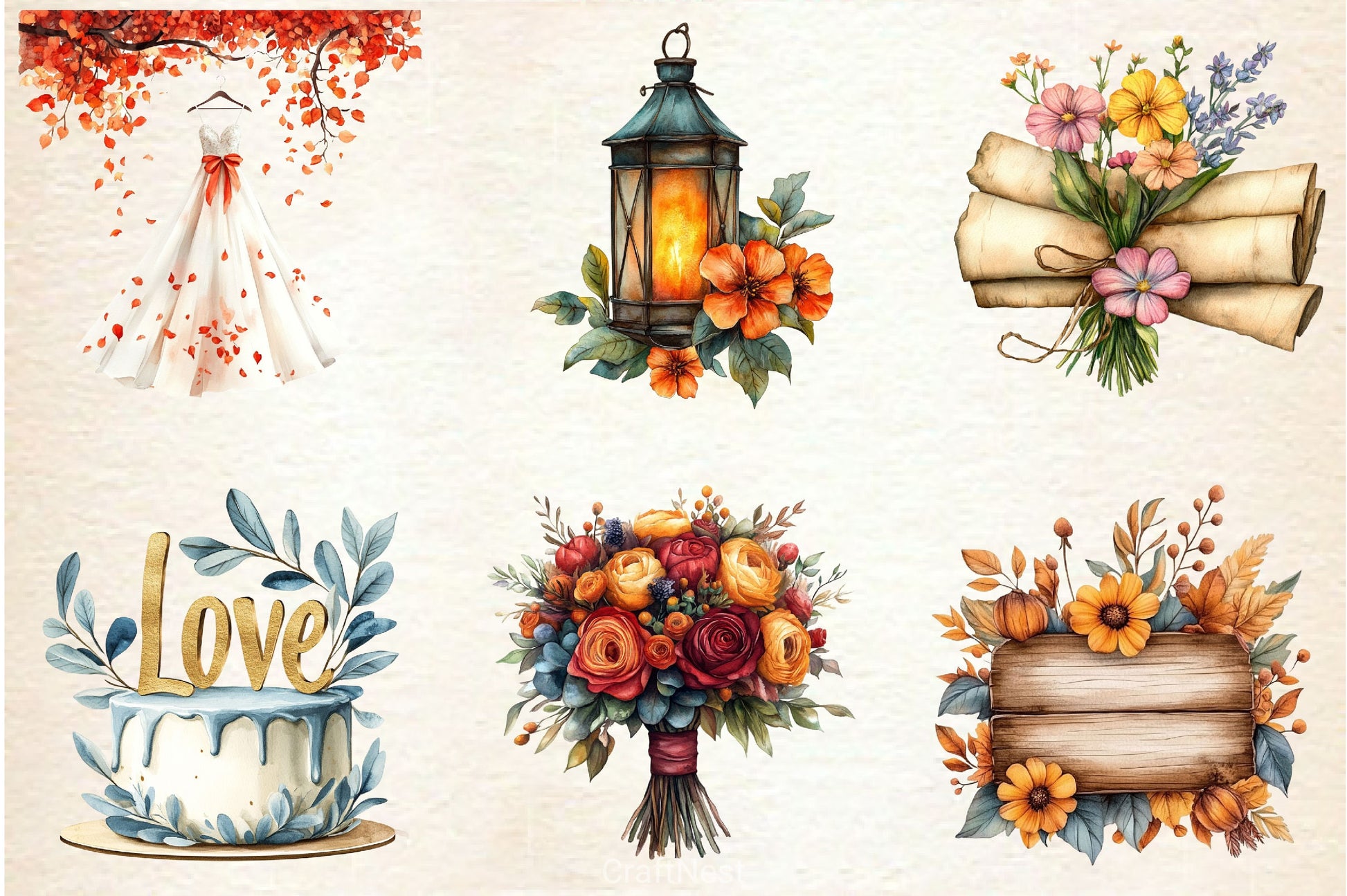 Autumn Wedding Clipart Bundle 2 - CraftNest - Digital Crafting and Art